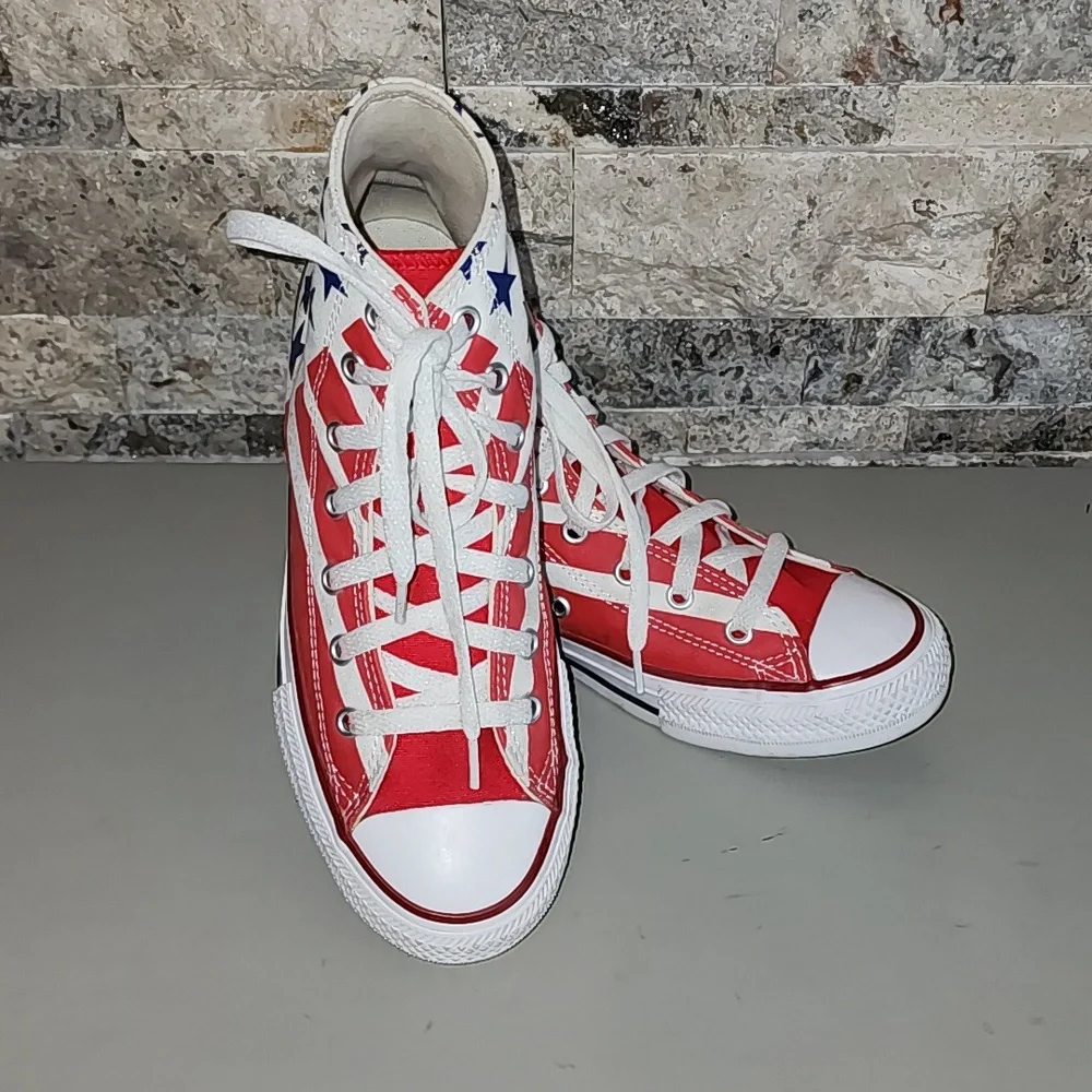 Converse All Star Red White and Blue Star High-Top Sneakers